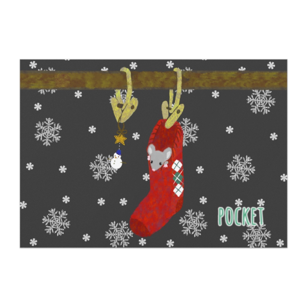 ふわふわ靴下のねずみくんと雪だるま