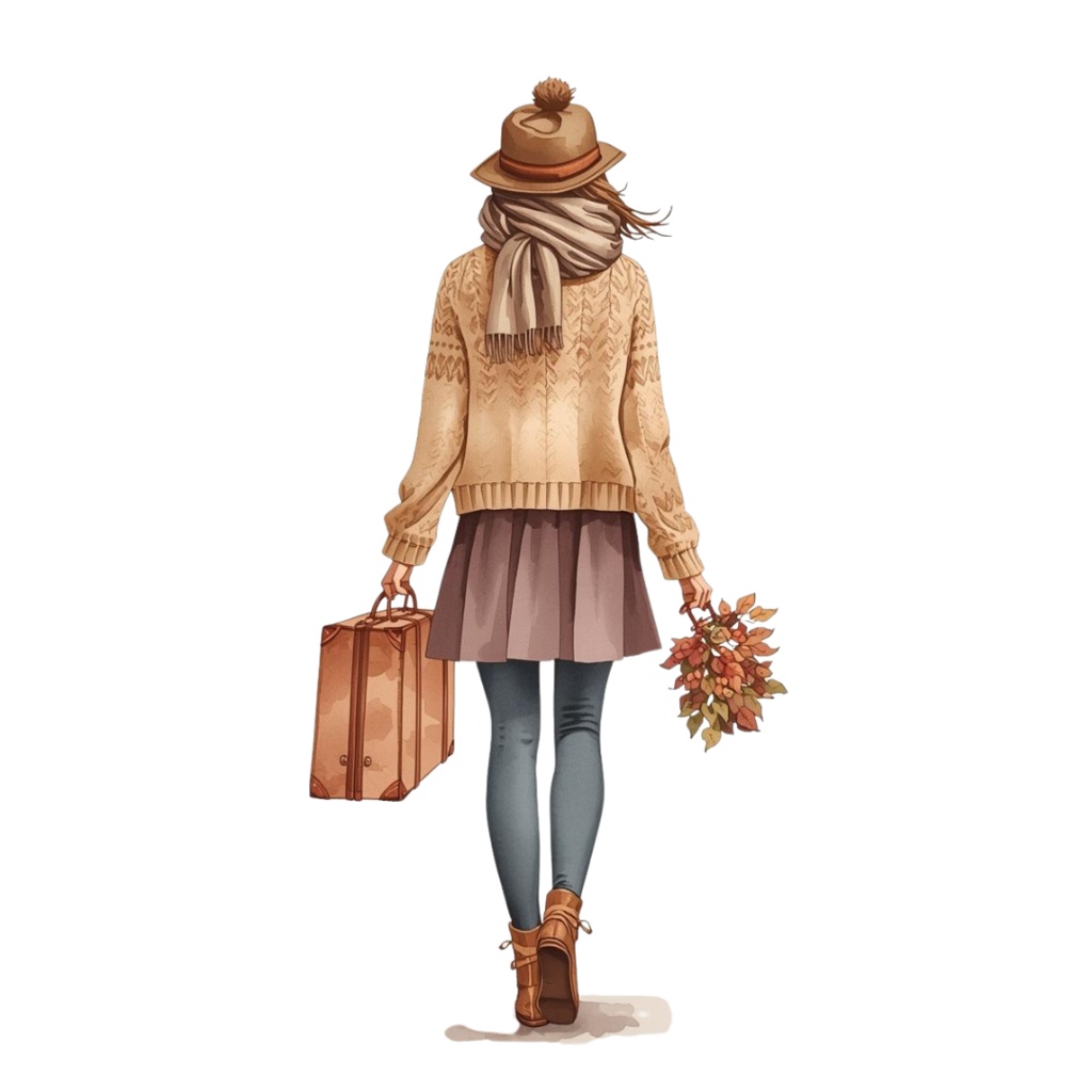 水彩画で描く秋の風景クリップアート素材集