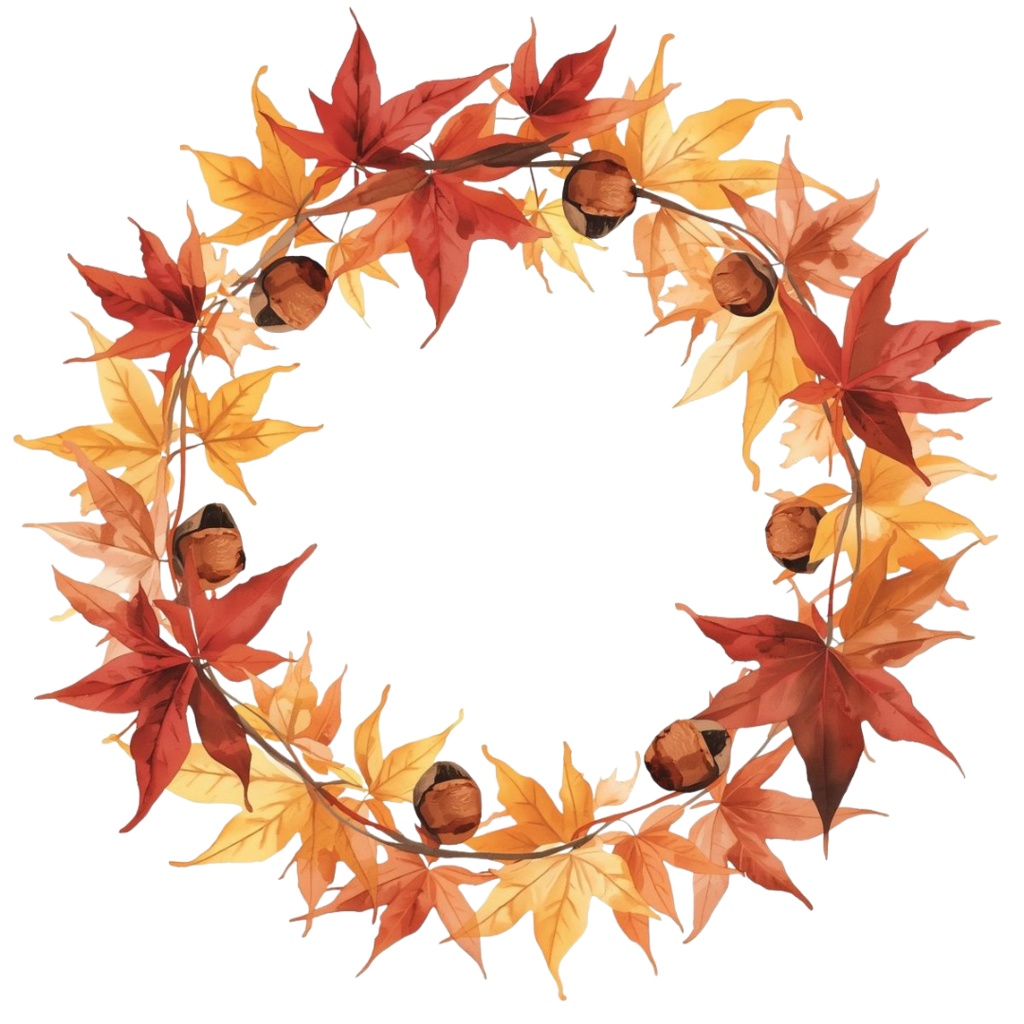 水彩画で描く秋の風景クリップアート素材集