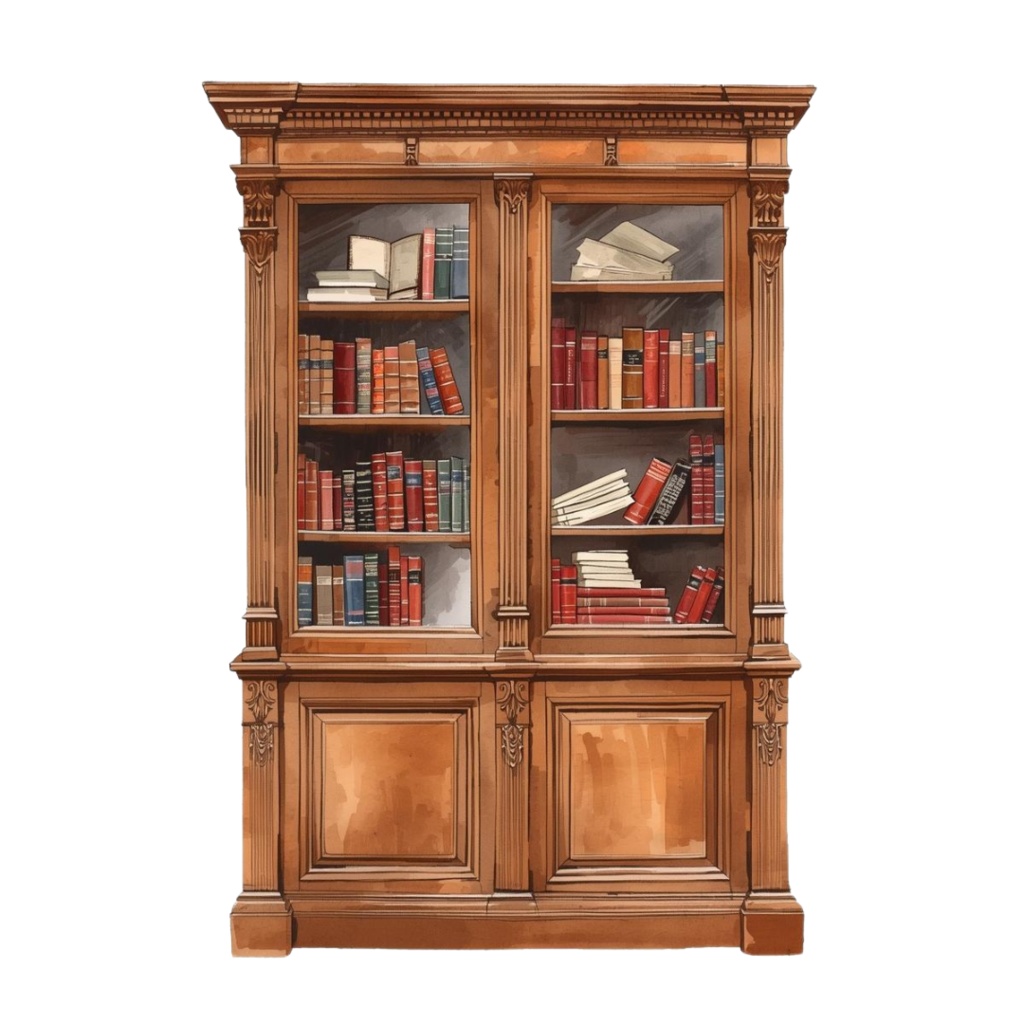 本棚など読書の秋にぴったりなインテリア雑貨クリップアート素材セット