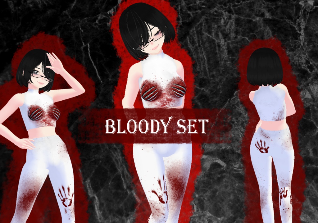 Bloody set (white bodysuit) Vroid WARNING:BLOOD!