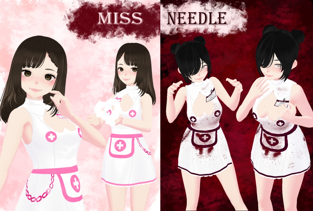 Miss Needle dress-2 VERSIONS (WARNING:BLOOD!)