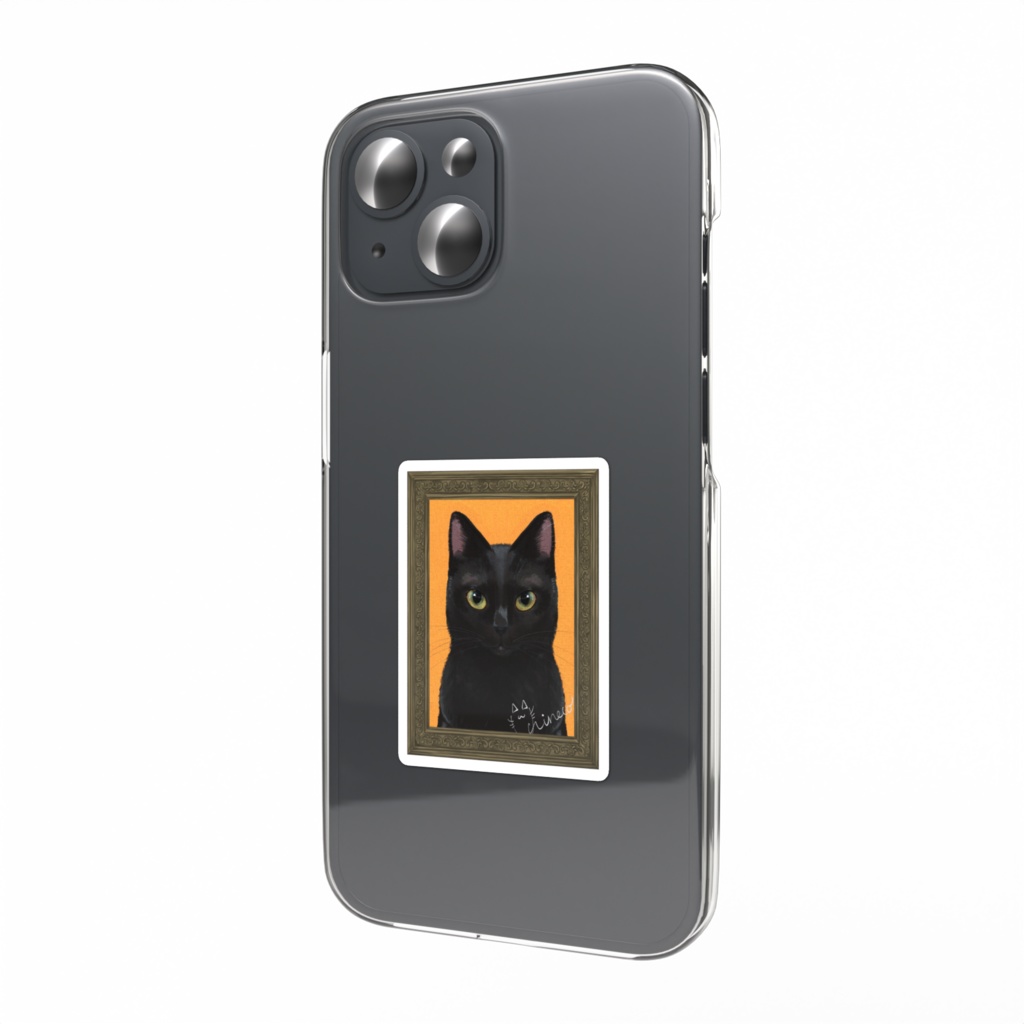 うちのねこ 肖像画ステッカー(黒)