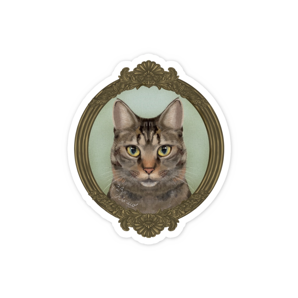 あなたの家のねこ　肖像画ステッカー(キジ)