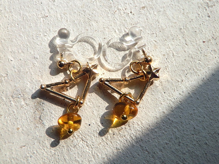 3D星座とちょっぴりよい石のイヤリング*やぎ座と琥珀