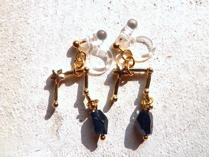 3D星座とちょっぴりよい石のイヤリング*天秤座とサファイア