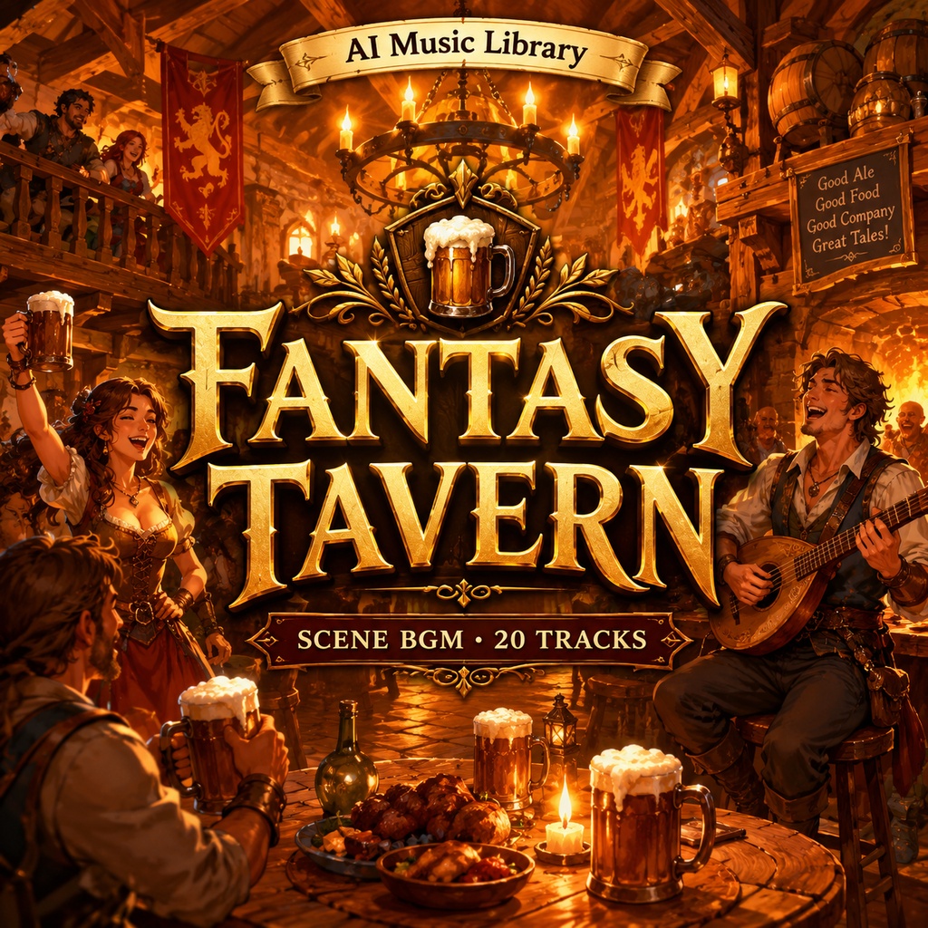 【TRPG・配信BGM】Fantasy Tavern Pack｜酒場・歓楽シーン20曲 / 商用OK・ループ可