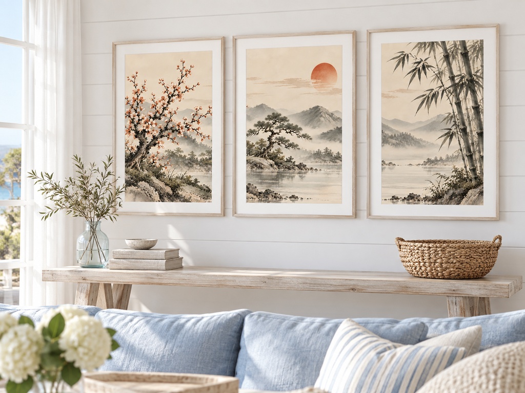 松竹梅 三連水墨画アートセット|縁起物・開運モチーフ|高解像度印刷用データ(5サイズ対応)