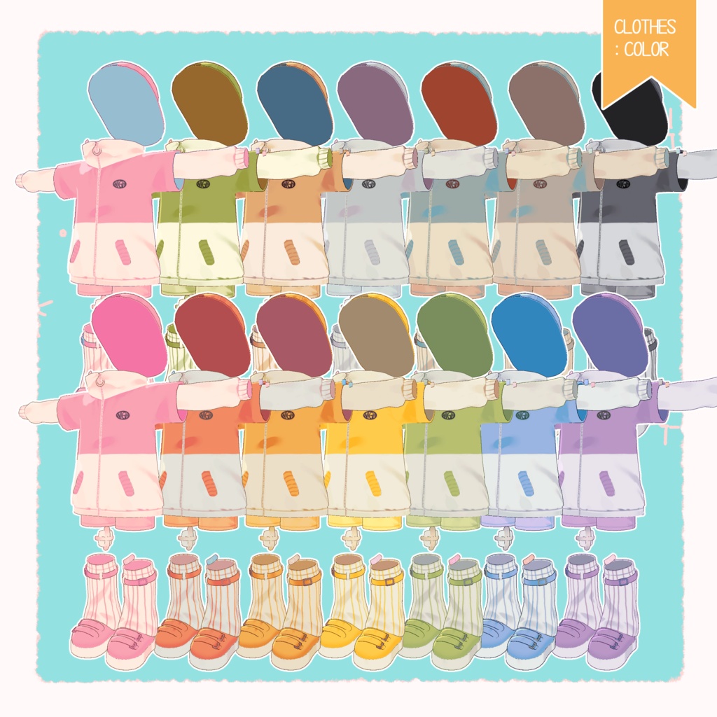 【🎉セール ~1/23】 【キプフェル&まめひなた】 Daily Jersey 14 color 【Outfit + Hair】