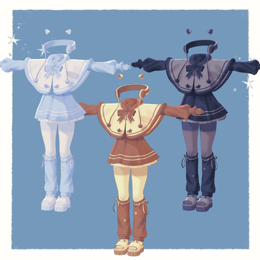 【5アバター】Snowy Cape Outfit【13 color】