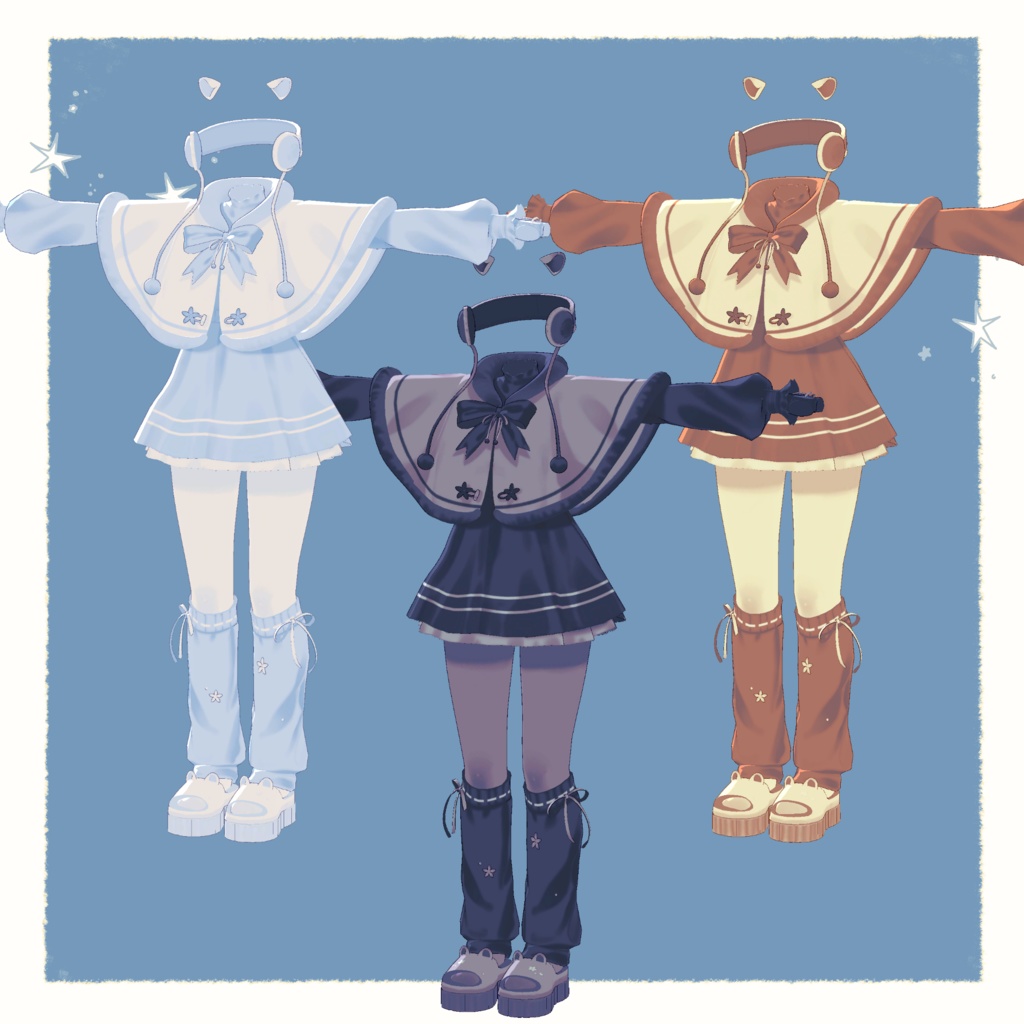 🎉セール【3アバター】Snowy Cape Outfit【13 color】