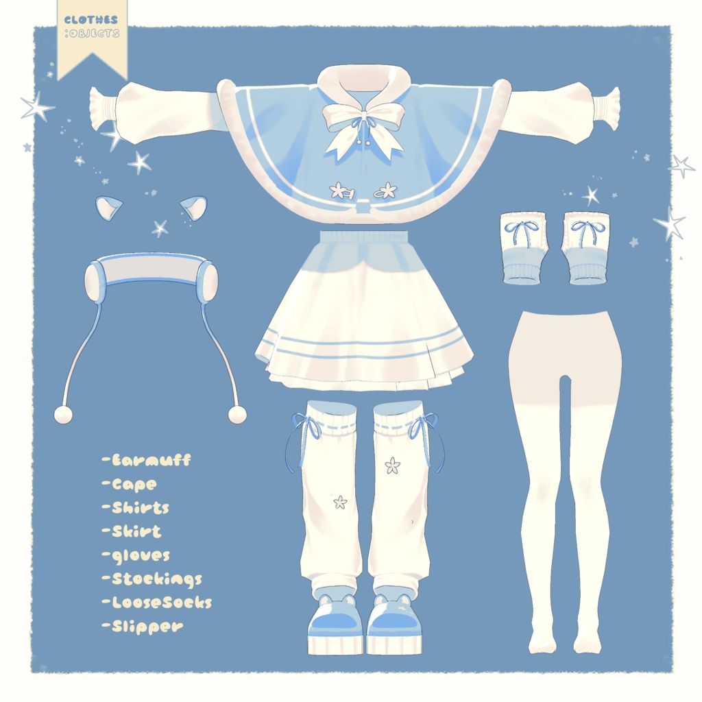 🎉セール【3アバター】Snowy Cape Outfit【13 color】