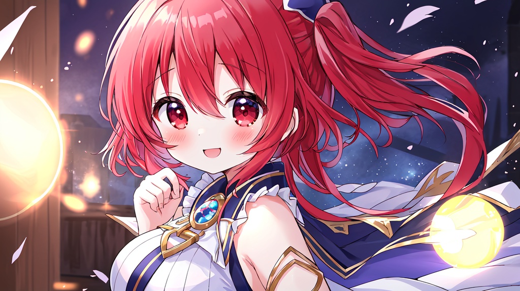 舞い散る花びらと紅の少女