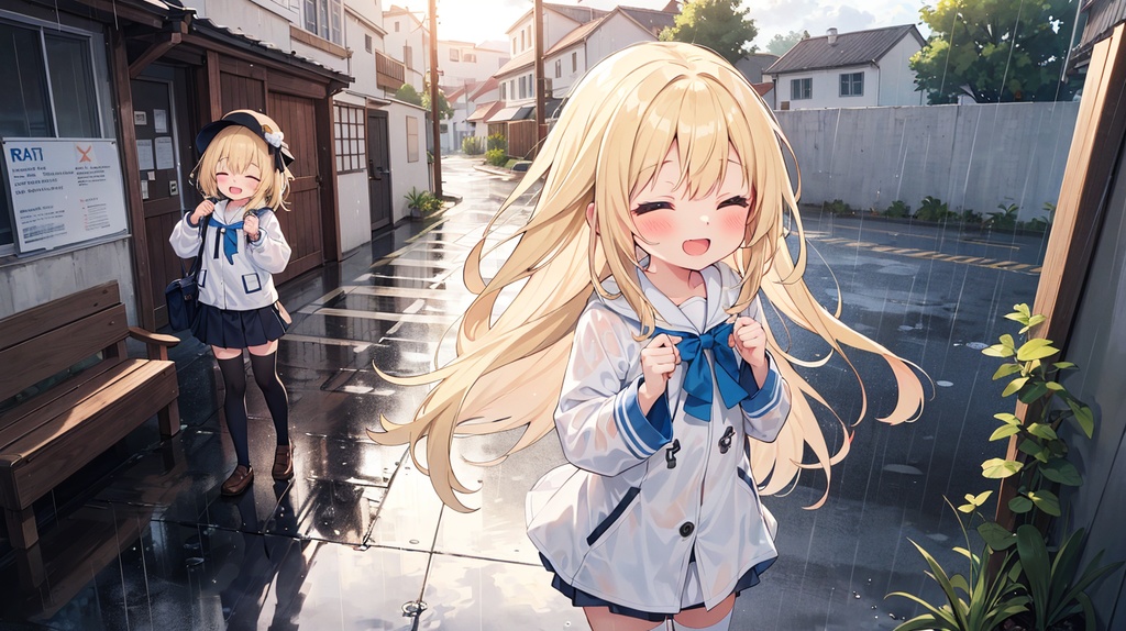 レインコートで雨散歩♪