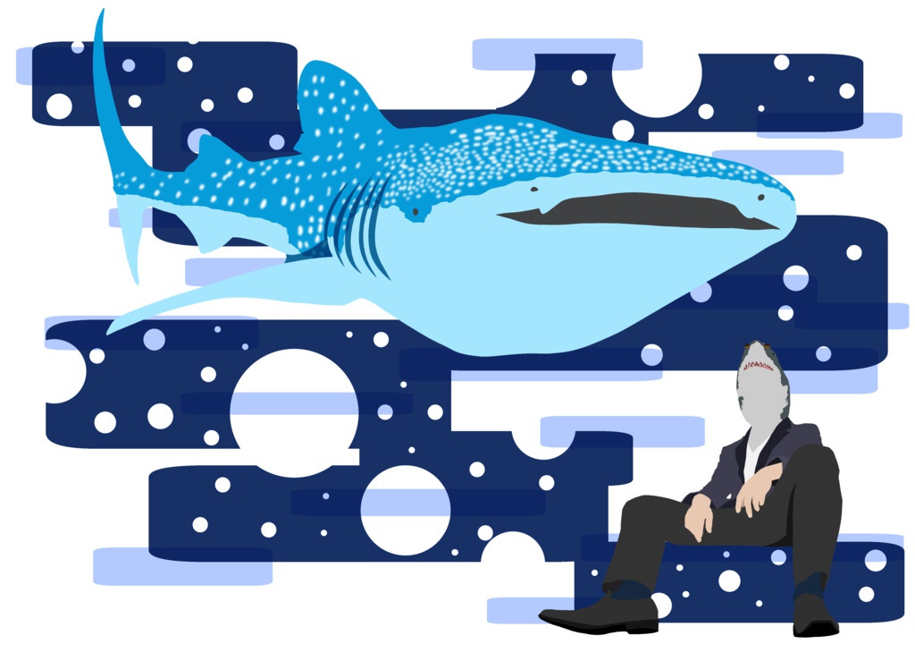 トートバッグ サメ人間×ジンベエザメ