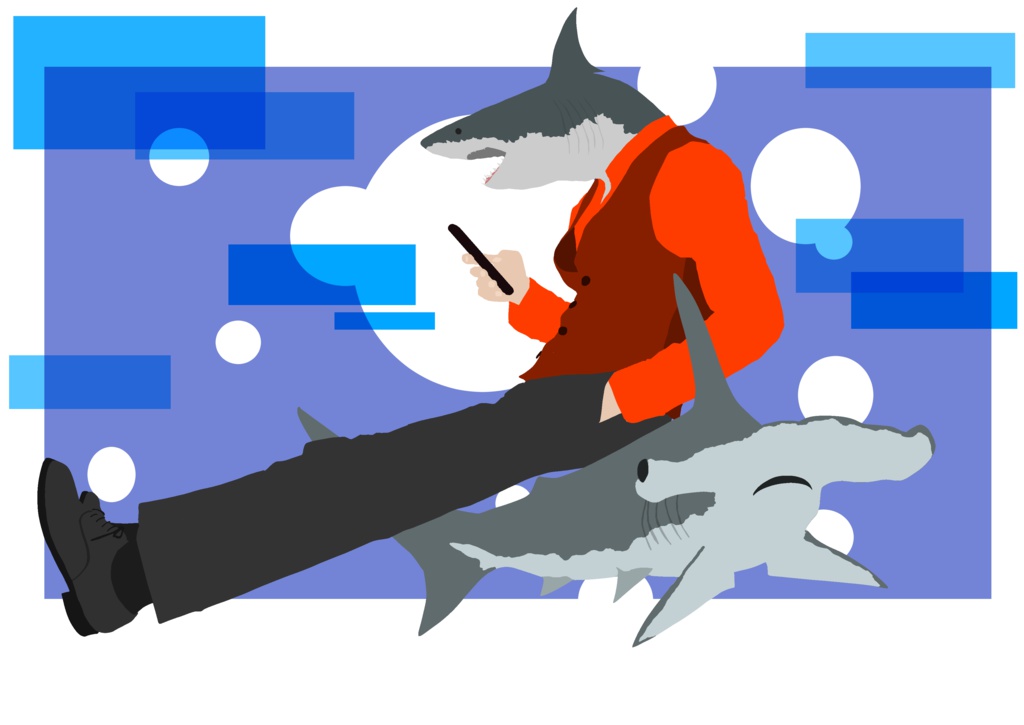 Tシャツ サメ人間×シュモクザメ