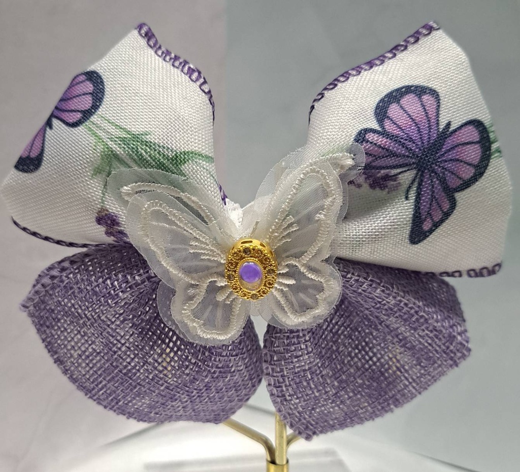 オリジナル作品　ヘアクリップ　ラベンダーと蝶