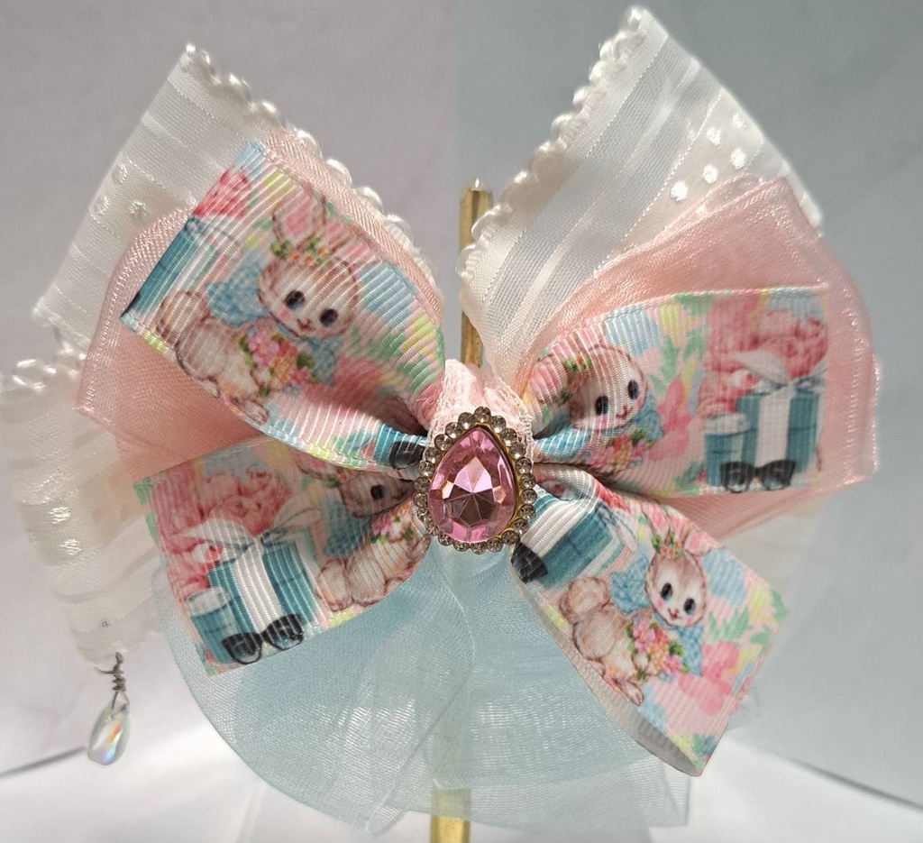 オリジナル作品　ヘアクリップ　レトロうさぎ
