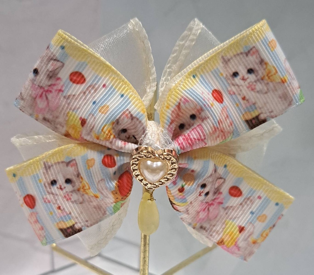 オリジナル作品　ヘアクリップ　レトロねこ