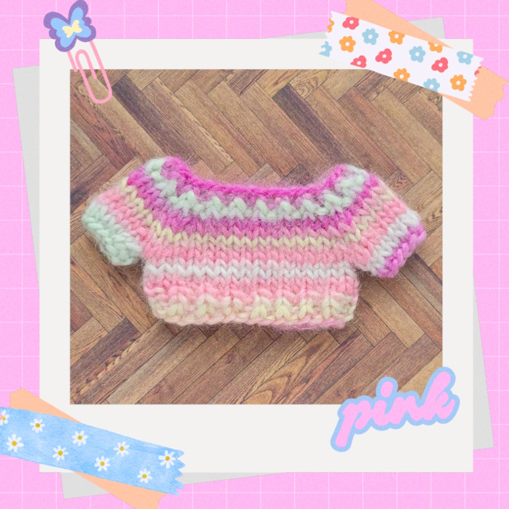 カラフル ぬい セーター ピンク系(10~11cmぬ