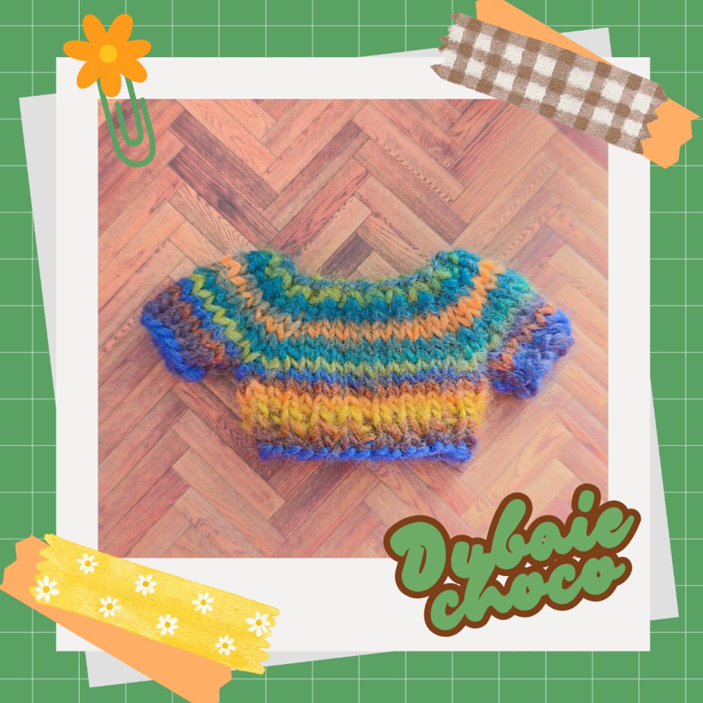 カラフル ぬい セーター グリーン(10～11cmぬい用)