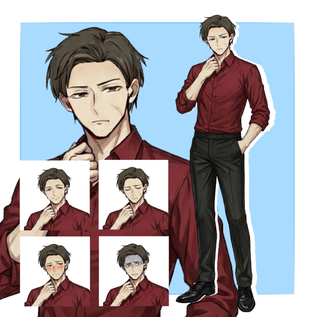 【立ち絵素材/無料版有】極道風男性【表情5種】