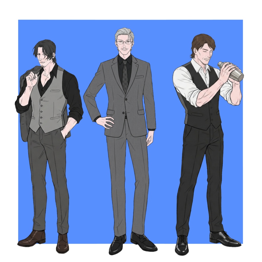 【立ち絵素材】おじさん詰め合わせ①【立ち絵3種】