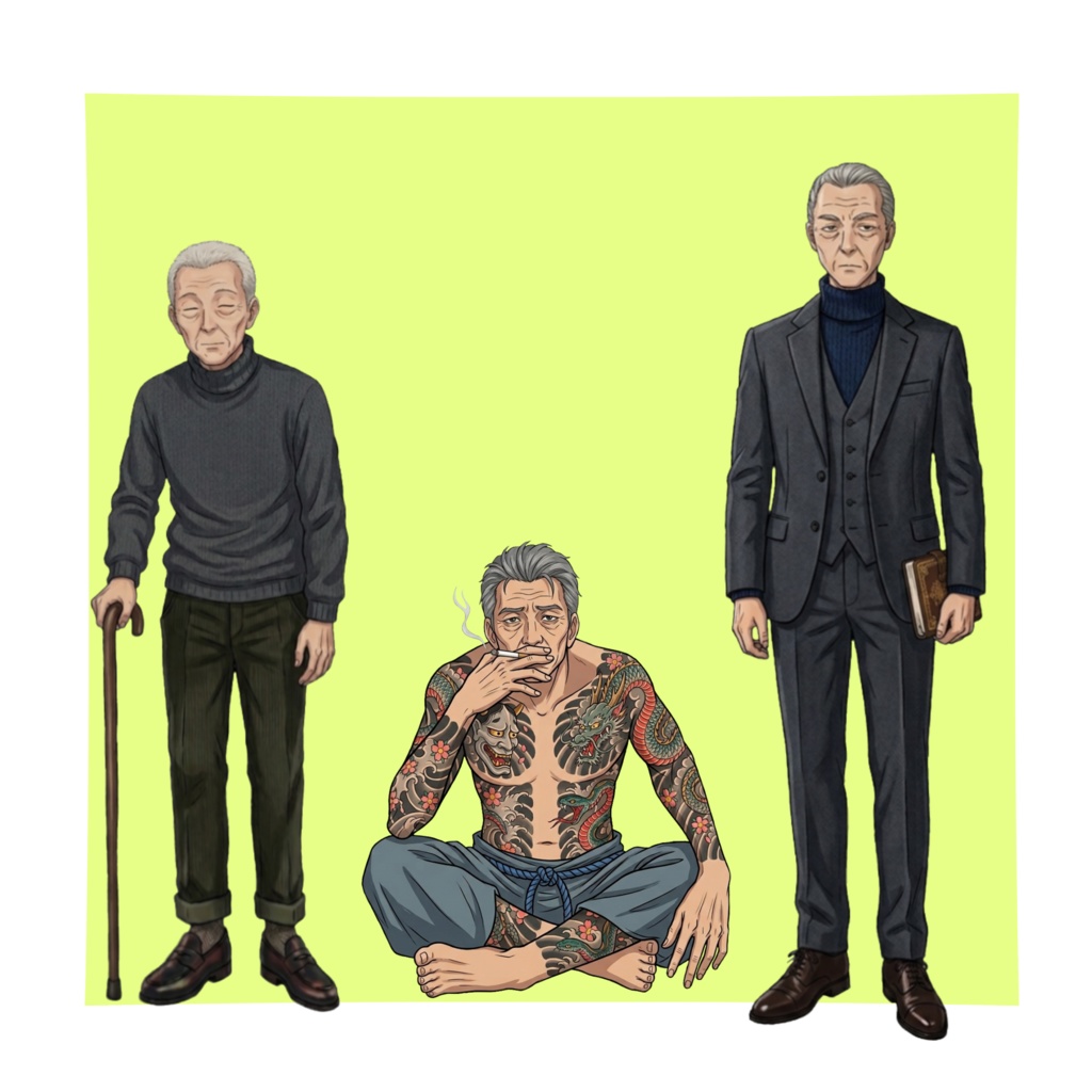 【立ち絵素材】シニア詰め合わせ①【立ち絵3種】