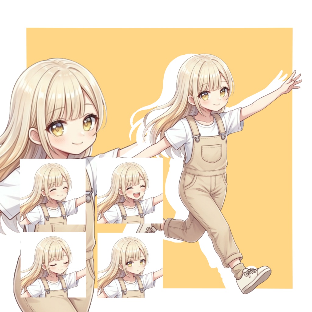 【立ち絵素材/無料版有】金髪ロングの少女【表情5種】