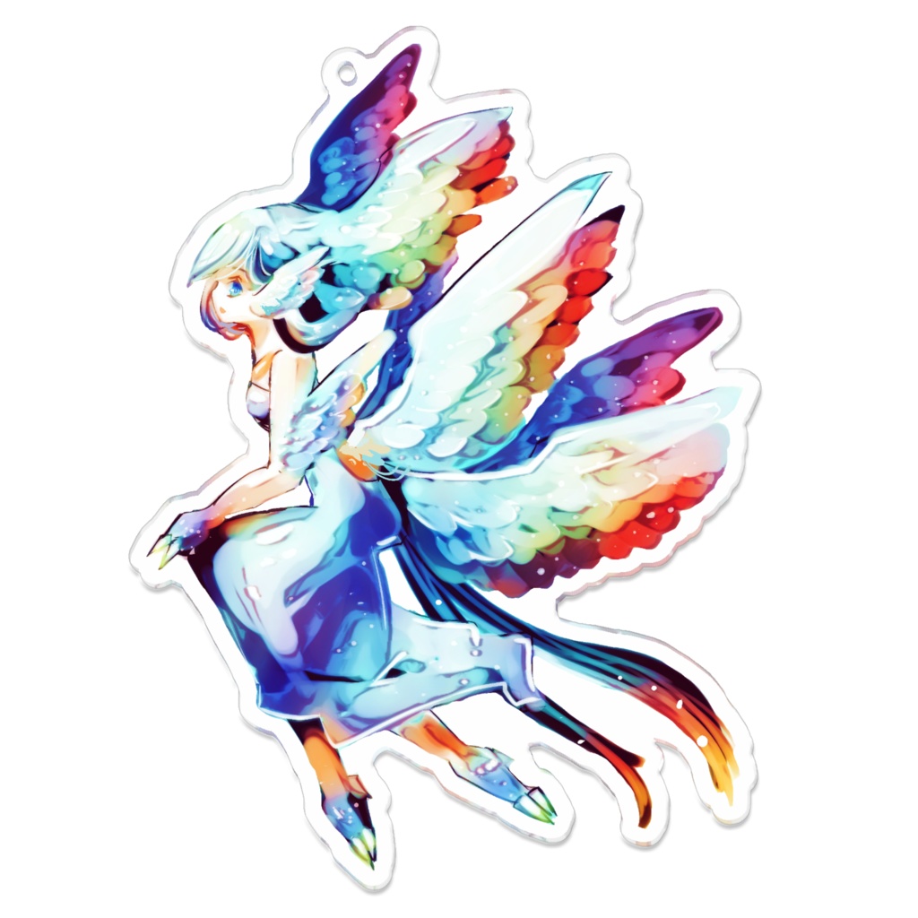 【虹色鳥】天使鳥　アクリルキーホルダー