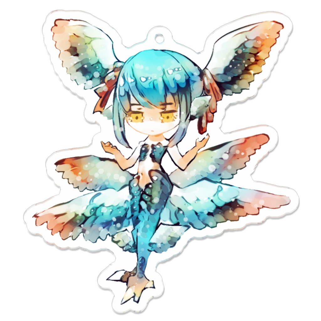 【虹色鳥】天使鳥　ツインテール　アクリルキーホルダー