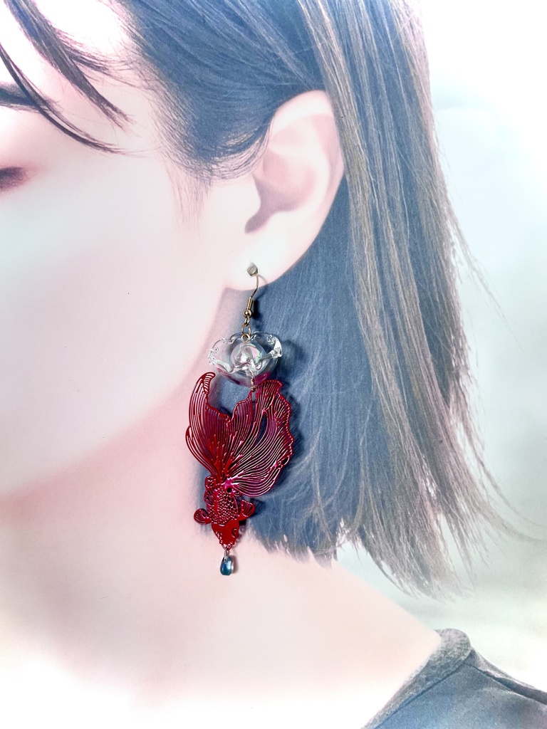 きんぎょ姫 浴衣におすすめ 涼しげなデザイン ※イヤリング/ピアス変更歓迎🆗