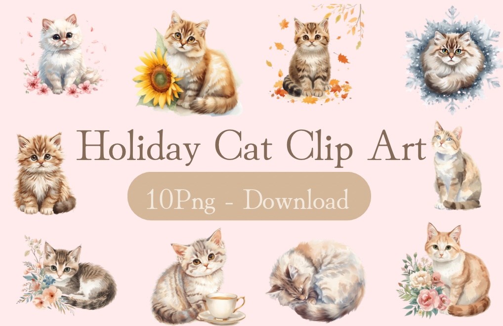 Holiday Cat Clip Art