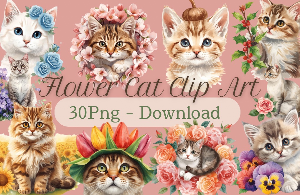 Flower Cat Clip Art