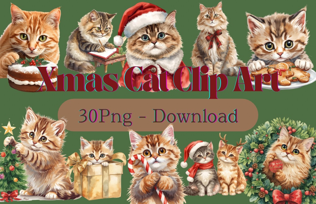 Xmas Cat Clip Art