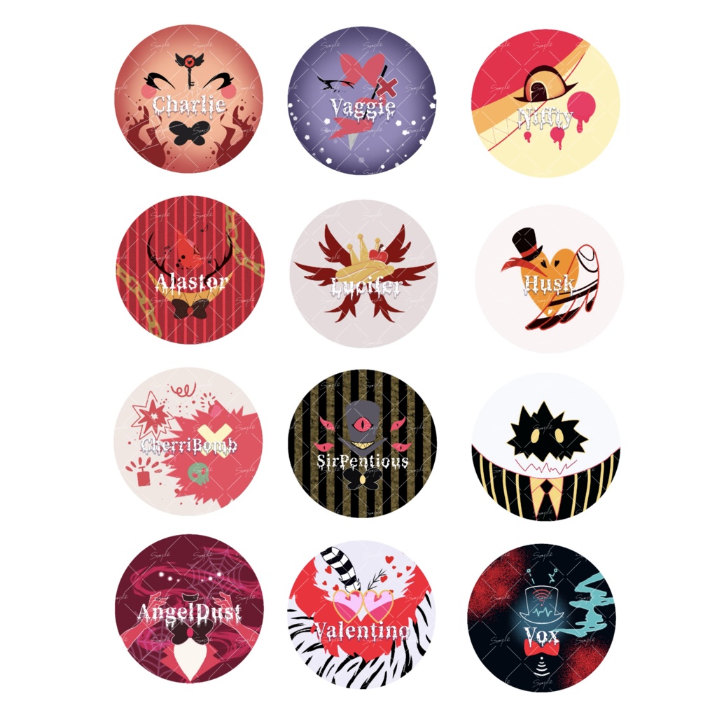 ハズビンキャラモチーフミニ缶バッジ