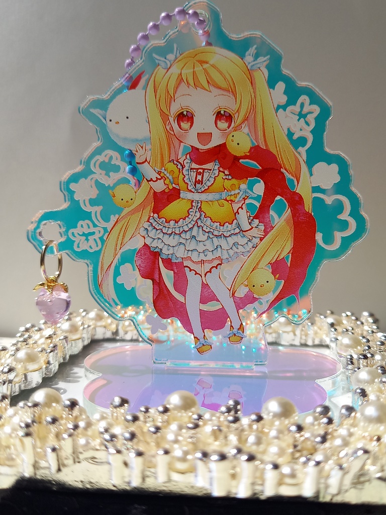 【鳥と女の子】台座付オーロラアクリルキーホルダー
