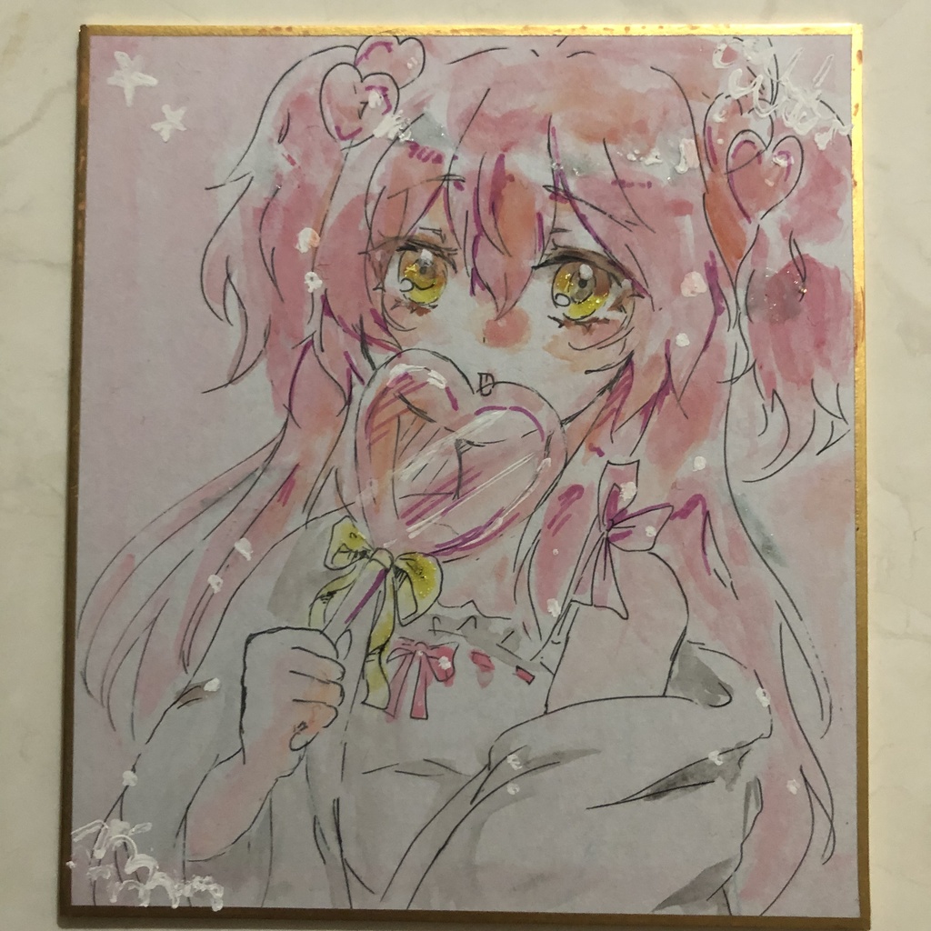 ぴんくろりいたの女の子水彩画色紙 Fizzy Pop Milk Booth