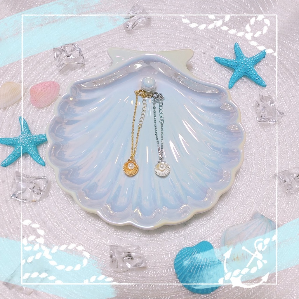 パール付き シェルネックレス (ぬいぐるみ用)