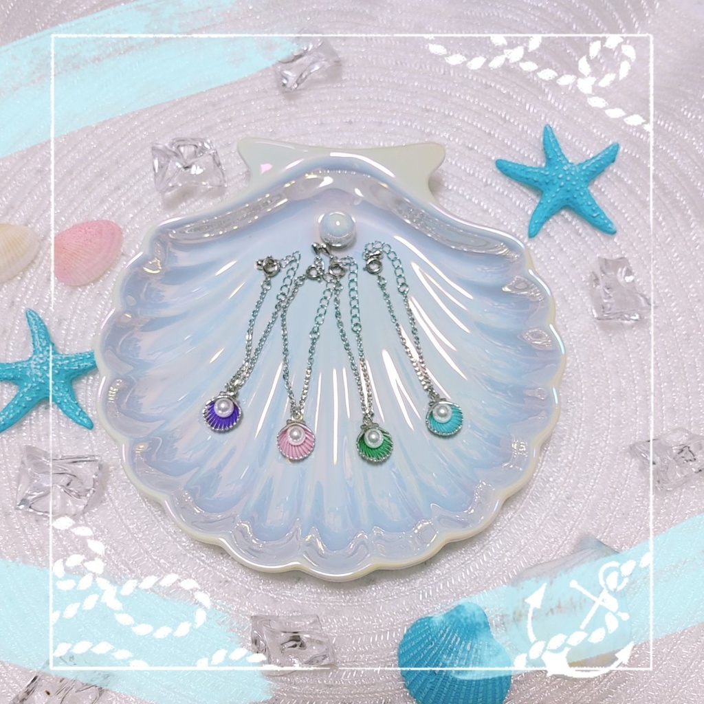 パール付き シェルネックレス (ぬいぐるみ用)