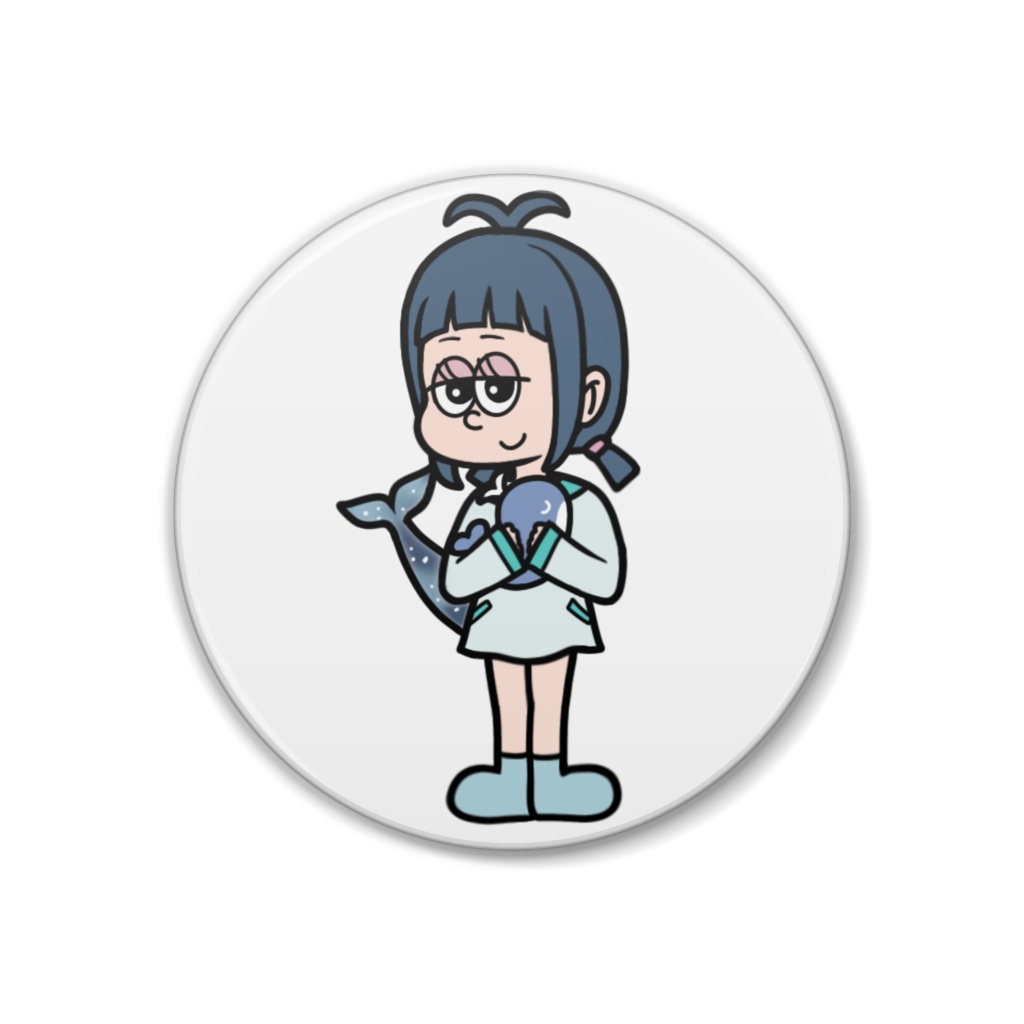 くじら子アメコミ風缶バッジちゅうくらい