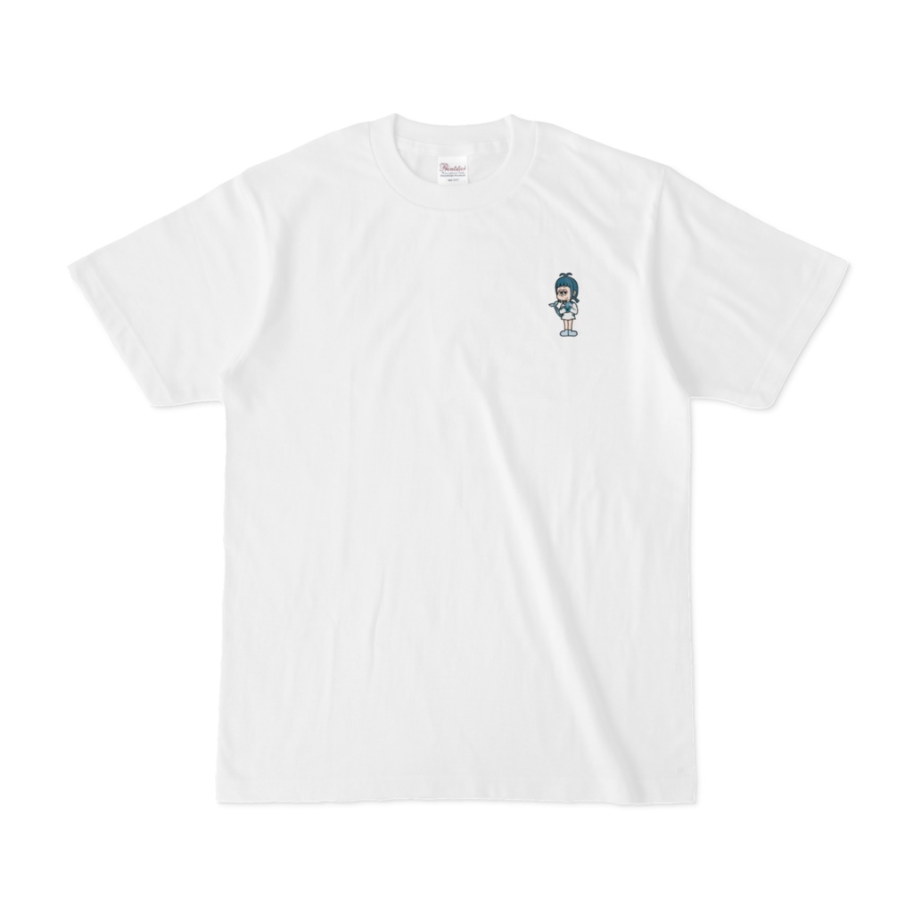 くじら子アメコミ風ワンポイントTシャツ白