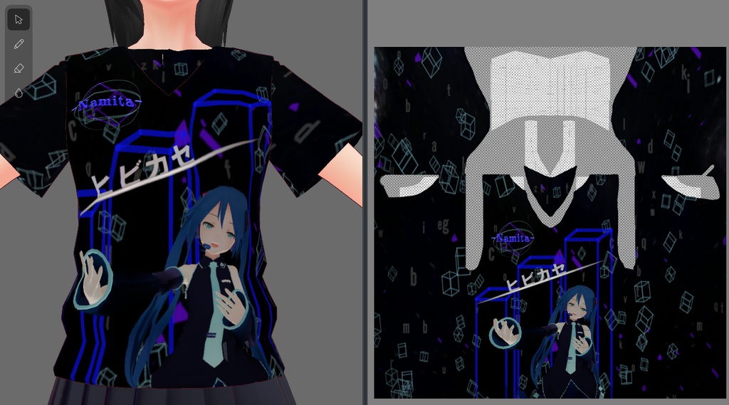 【VRoid用テクスチャ】ファングッズ グラフィックTシャツ【なみたさん&YORIMIYAさん】