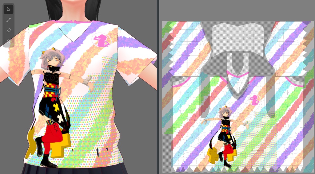 【VRoid用テクスチャ】ファングッズ グラフィックTシャツ【なみたさん&YORIMIYAさん】