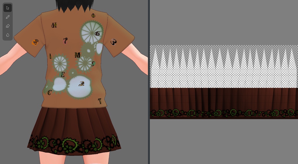 【VRoid用テクスチャ】ファングッズ グラフィックポロシャツ&スカート【フィオさん】