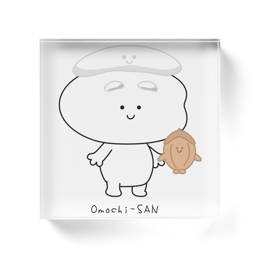 おもちさん&もみすけアクリルブロック001 - 100x100mm