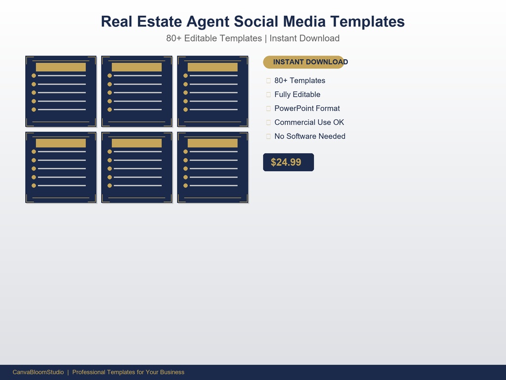 [不動産エージェント向け] SNS投稿テンプレート 80枚+ | PowerPoint編集可能