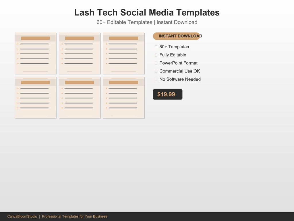 [まつエクサロン向け] SNS投稿テンプレート 60枚+ | PowerPoint編集可能
