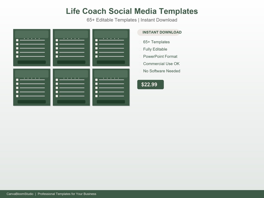 [ライフコーチ向け] SNS投稿テンプレート 65枚+ | PowerPoint編集可能