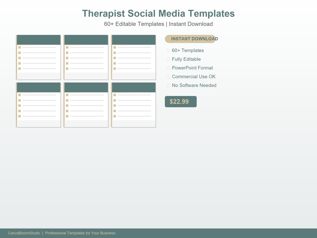 [セラピスト・カウンセラー向け] SNS投稿テンプレート 60枚+ | PowerPoint編集可能